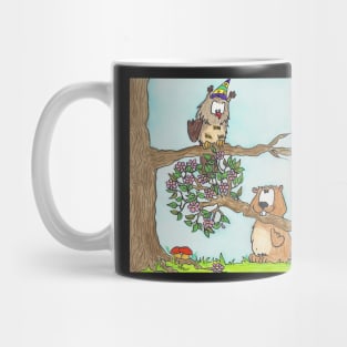 Owl and Beaver Happy Birthday Mug